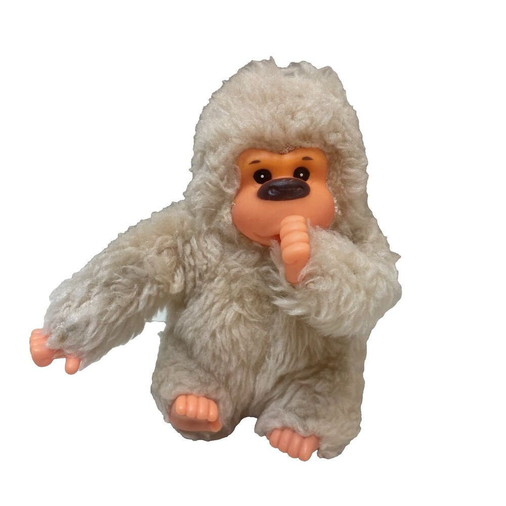 Vintage Russ Baby Gonga Gorilla Plush White Monkey Thumb Sucker Mini 6" Ape